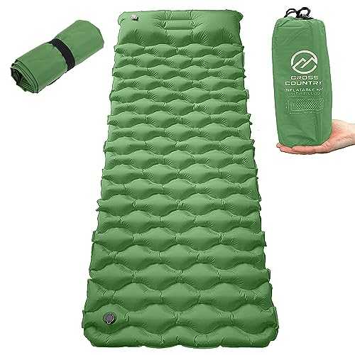 CROSS COUNTRY Ultralight Inflatable Camping Mat with Pillow – 190 x 65 Cm Durable Sleeping Pad | Durable Compact Waterproof Camping Air Mattress for Camping, Backpacking, Hiking, Traveling