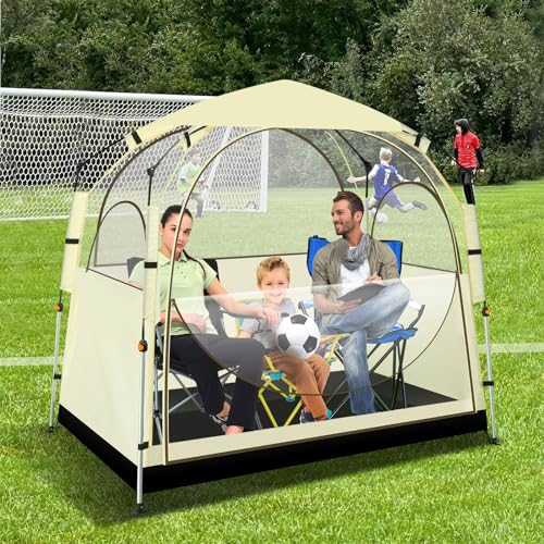 Sport Tent with Removable Top Cover and Sealed Floor - 4 Ventilation Ports All Weather Tent - Mesh Windows Clear View Tent - Perfect for Outdoor Activities