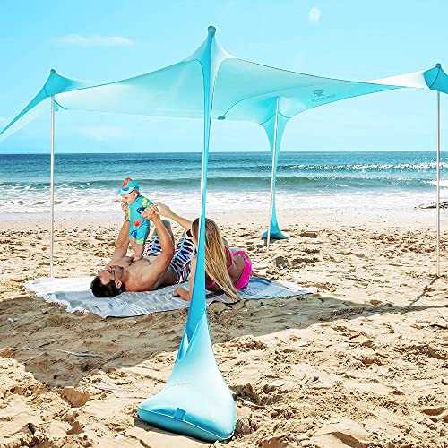 SUN NINJA Mini Beach Tent - UPF50+ Partial Shade Sun Shelter with Carry Bag - Camping or Beach Portable Pop Up - Umbrella Alternative - Easy Set Up - Area: 3 x 3 m (10 x 10 ft)