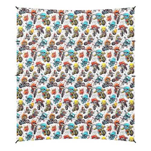 Camping Sun Shelters Monsters Motorbike Racing Pattern Beach Canopy 126 * 110.2in