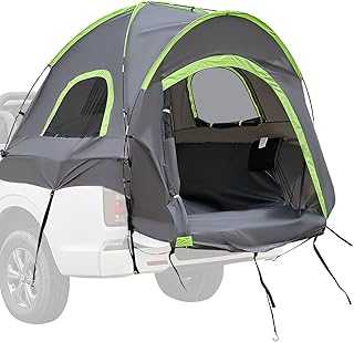 VEVOR Fit 5.5-6.0 ft Camping, Waterproof PU2000mm 2-3 Person Sleeping Tent with Double Layer Design Windows, Sturdy Truck Bed Camper Shell with Storage Bag, Grey, 90.6 x 70.9 x 68.9 in