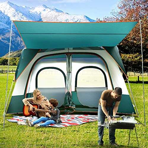 Large Tents Sun Shelter Camping Tent for 8 Person Waterproof Double Layer Family Tent with 2 Room,Waterproof Tent for Adult Kids,Storage Bag (Color : Green)