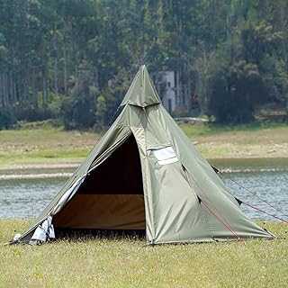 Camping Tent 4 Person - Full Blackout Teepee Tent Easy Setup Pyramid Design 4-Season Family Tent for Outdoor Adventures