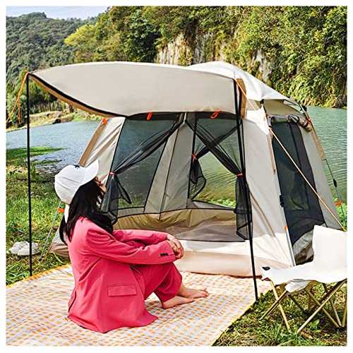 Stand Up Tents for Adults 4 People Double Doors and Four Windows, Tent Canopy Sturdy and Lightweight Camping Tents for Camping Hello