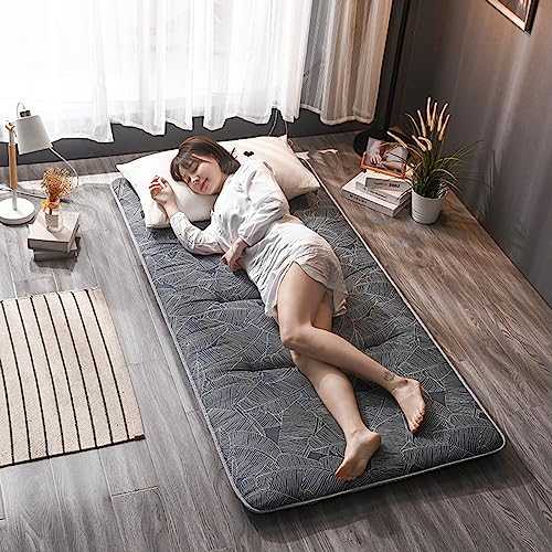 Japanese Floor Mattress Foldable Futon Roll Up Mat Breathable Lounger for Camping Couch Twin Size Single 90x200cm Blue