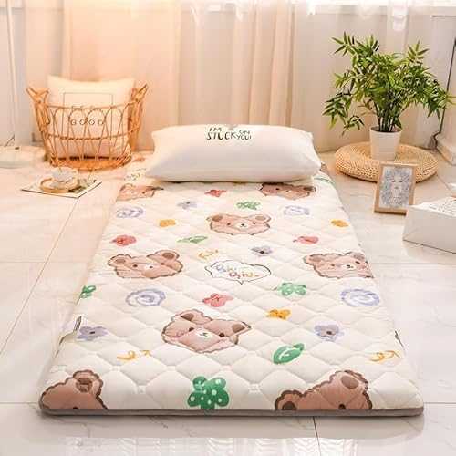 QiuShuiDr Futon Mattress Japanese, Portable Mattress Double Single Tatami Mat Sleeping Bed Pad,Thick Roll Up Floor Mattress for Guests, Dormitories, Camping, Sofas (Color : A, Size : 150 * 190CM)