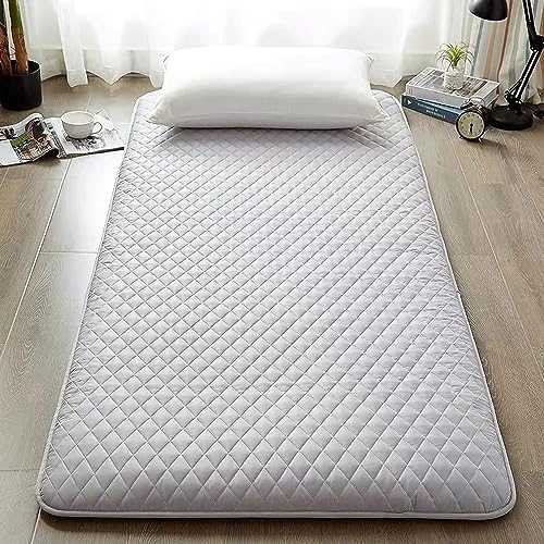 Traditional Japanese Floor Futon Mattress Foldable Portable Roll Up Camping Mattress Single/Twin Grey 135x200cm