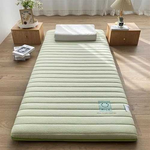 Japanese Floor Mattress, Thicken Twin Mat, Foldable Roll Up Dormitory Sleeping Pad, Portable Guests Futon Mattress, For House Guest Camping Travel(Green,0.9 * 1.9m)