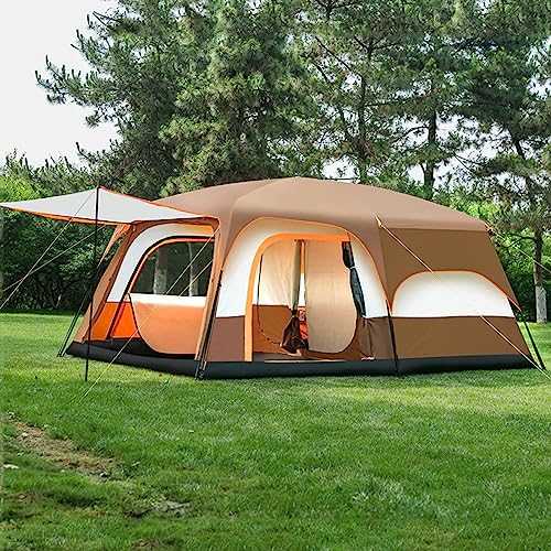 DONGSHUAI Camping Tent Waterproof Instant Tent 4-6 Person, Family Cabin Tents, 2 Rooms, Portable Instant Tents with Removable Rainfly, Automatic Tent for Camping Hiking Mountaineering,L