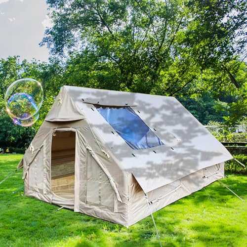 Inflatable Glamping Tent for Travelers, Luxury Cabin Tent, Easy Setup 4 Season Waterproof Windproof Outdoor Oxford Tent, 6㎡/12㎡ Large Inflatable House Tent