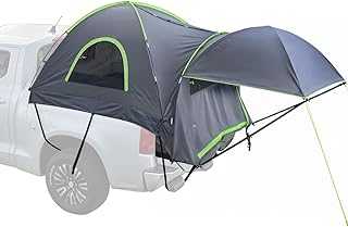 VEVOR Fits 5.5-6.0 ft Camping, Waterproof PU2000 mm 2-3 Person Sleeping Tent, Sturdy Truck Bed Camper Shell with Expandable Awning, Rainfly, Storage Bag, Grey, 2300 x 1750 x 1700 mm