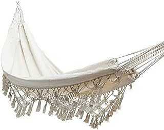 KRXSOBNV, 260cm×140cm Outdoor Garden Cotton Bed Macrame Fringe s Boho Balcony Handmade Tassels 2 People Double 250 kg,Hammock