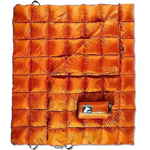 Horizon Hound GR-20 Down Camping Blanket - Outdoor Travel Quilt, Orange | Insulated, Lightweight & Warm Gear for Sleep, Camping, Stadium, Hiking & Festivals | Water Resistant, Packable & Compact