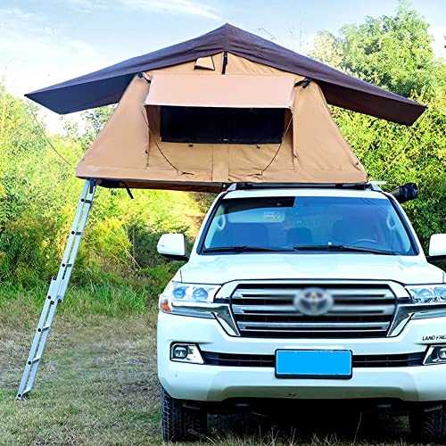 BebeXi rooftop tent suv tent Roof Tent, Truck SUV Camping with Ladder, Tent Waterproof and Breathable Large Space Can Accommodate 3-4 People