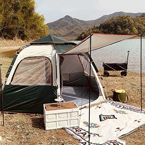 7 Person Garden Sun Shelter Tents Camping,Automated and Instant Setup Tent for Family,6 Mesh Windows Ventilation,Waterproof Outdoor Layer vision