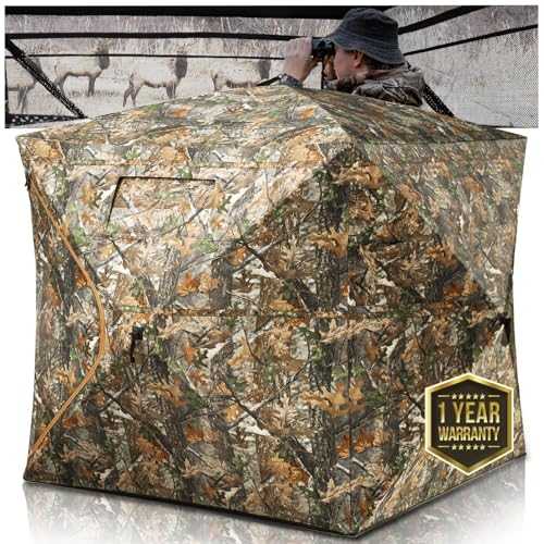 HUNTSEN Hunting Blind 270°/360° See Through Ground Blind - 2-3 & 3-4 Person Pop Up Deer Blind for Hunting with Carring Bag - Portable Durable Blind for Turkey and Deer Hunting