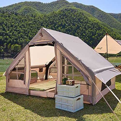 Large Outdoor Yurt Tent for Camping - Inflatable 4-8 Person Air Blow Up Tent Cabin with Pump - Waterproof Canvas Hot Tents, Easy Setup, 4 Season Family Glamping Tents