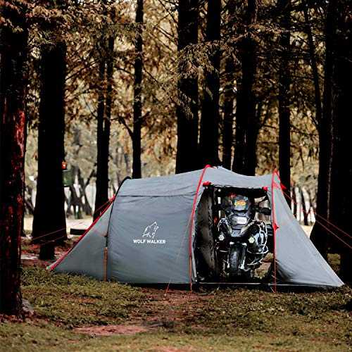 Motorcycle Tent for Camping 2-3 Person Waterproof Instant Tents with Integrated Motorcycle Port Vestibule for Outdoor Hiking, Backpacking