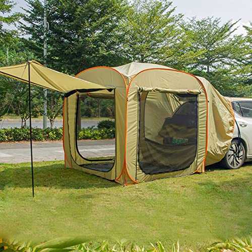 Car Awning Sun Shelter, Portable Waterproof Roof Top Tent Car Canopy - SUV Trunk Tent Car Tail Tent with Big Screen & Extendable Awning