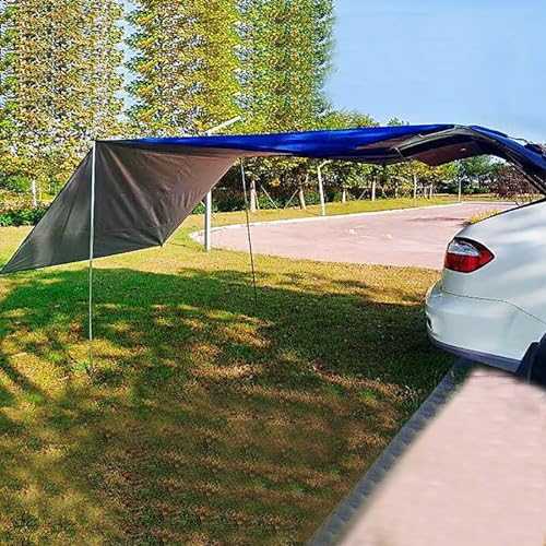 Camper Van Awning Side Large Tarp for Car Tent, Portable Waterproof Hexagonal Hammock, Rain Fly, Sun Protection and PU 2000mm Waterproof (Color: Black, Yes)