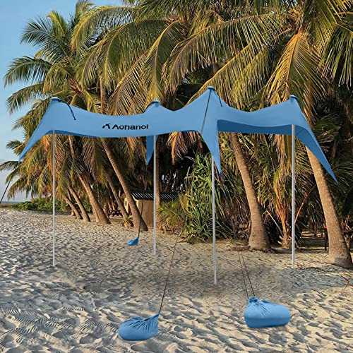 Aohanoi Beach Canopy Tent Sun Shade, Beach Tent, Windproof Beach Canopy, Beach Shade (4-8 People), Stability Upgraded Beach Shelter, UPF 50+ Portable Beach Tent for Camping - 10 x 10 FT 4 Poles