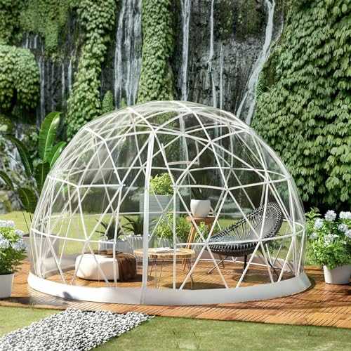 ZIXIAOS Garden Dome Bubble Tent, Transparent Camping & Hiking Tents, 8-10 Person Geodesic Dome Tent, Weatherproof Outdoor Geodesic Dome Tent for Garden