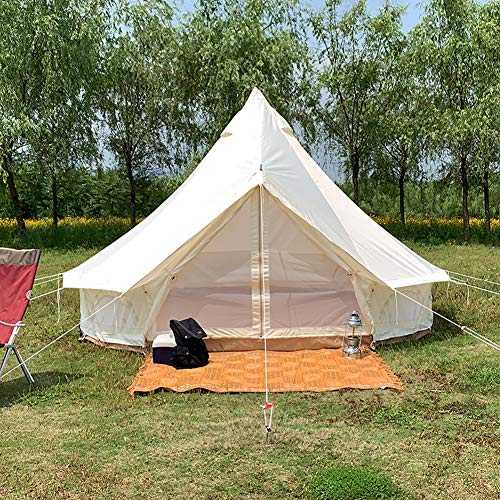Tents For Camping 4 Season Cotton Bell Glamping Tent Outdoor Family Camping Tent With Zipped Groundsheet Mesh Door For Camping Hunting