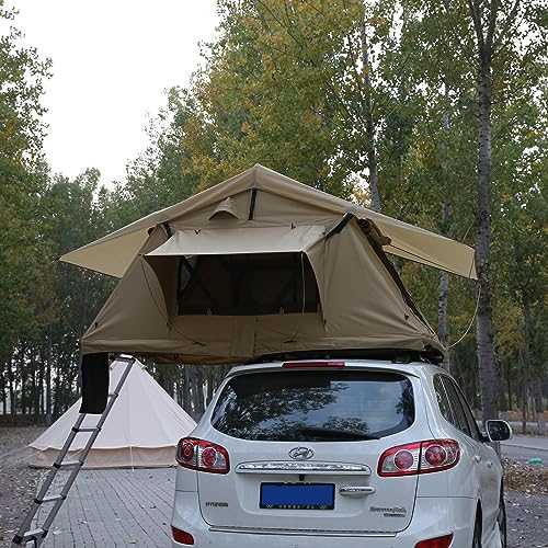 BOOMLATU Car Roof Top Tent - Pop Up 3 Person Four Season Soft Shell Rooftop Camping Tents for Truck SUV Jeep - Waterproof and Sun Resitant - Premium fold out design, 30 Seconds Set-Up