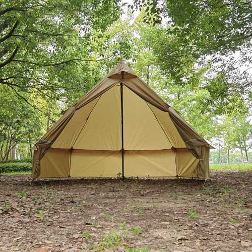 Bell Tent, 4 Seasons Yurt Tent, Canvas Tent for Camping with Stove Jack, Breathable Tent for 2-4 Person, Family Camping Outdoor Hunting Party