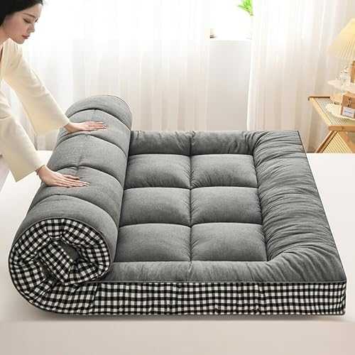 Thick roll-up student dormitory mattress, portable guest sleeping pad, foldable floor mattress, soft and comfortable camping mat