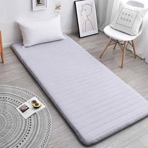 Futon Mattresses，Japanese Floor Mattress Roll Up Foldable Futon Mattress for Bedroom Dorm Camping Single Use Sleeping Pad Mat (Grey)