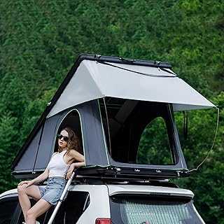 Hardshell Rooftop Tent with Hydraulic Support for Camping, Fits Most Vehicles