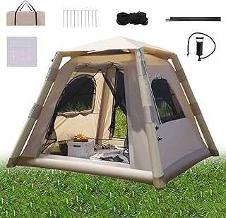 Inflatable Camping Tent, Waterproof Windproof UV-Proof Insect-Proof, for Outdoor Festivals Backyard Sleepovers with Carry Bag Mesh Windows