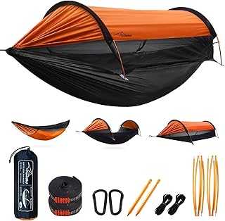 Travel Bird Camping Hammock Tent with Mosquito Net and Sunshade, Extra Large for 2 Person, Lightweight Hanging Hammocks Tree Straps, Bivvy Ground Tent for Outside, Hiking, and Travel