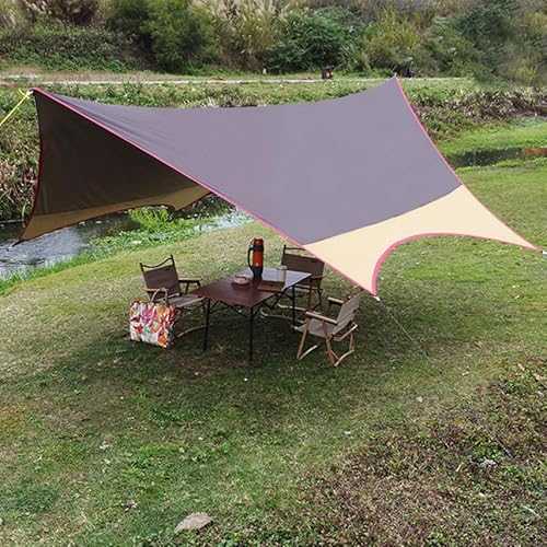 HipierFx 5.5x4.5 m Large Camping Tarp Outdoor 8 Person Camp Beach Shelter Butterfly Shape Tent Tarp Waterproof Canopy