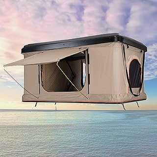 Roof Tent Hard Shell, Luxury Add Outdoor Waterproof Vehicle Awning for Trucks SUVs, Camping Roof Tent with Ladder