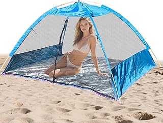 Beach Shelter | Beach Shelter Tent Sun Shade | Waterproof Easy Setup Canopy, 2 3 4 Person Lightweight Sunshade, Camping Accessories for Fishing, Travel, Backyard
