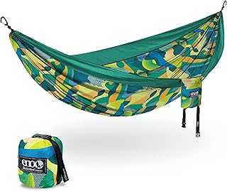 ENO, Eagles Nest Outfitters DoubleNest Print Lightweight Camping Hammock, 1 to 2 Person, Retro/Emerald