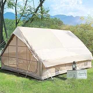 400 x 300 x 210 cm Inflatable Camping Tent for 4-8 People, Large Outdoor Tent with Air Pump & 6 Mesh Windows & 2 Doors, 420D Oxford Waterproof 3000 mm & UV50+ for 4 Seasons, 5 Minutes Quick Assembly